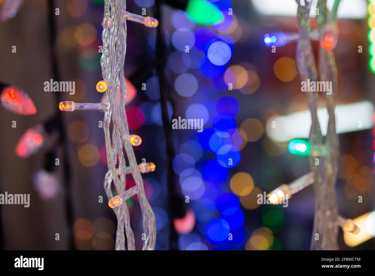 Colorful Christmas lights and party lights in viev Stock Photo Alamy