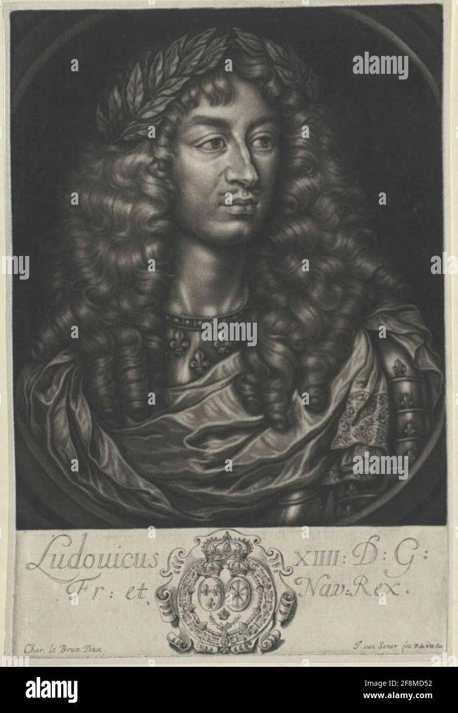 Ludwig Xiv., King of France painting by Charles Le Brun, played in a scrape of Jan van Somer Stock Photo