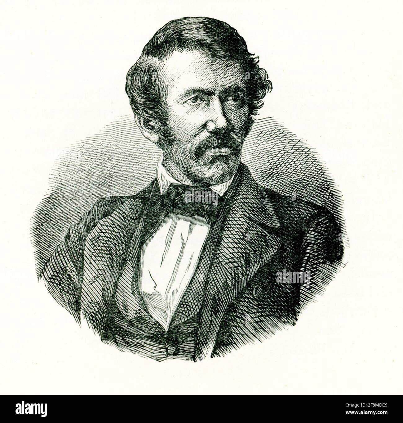 David Livingstone (1813-1873) was a Scottish missionary and explorer in Africa. He discovered Victoria Falls in 1855. When there was no news from him for some time, British explorer Henry Morton Stanley was sent to find him. He did so on November 10, 1871, at the small village of Ujiji near Tanganyika. Stock Photo