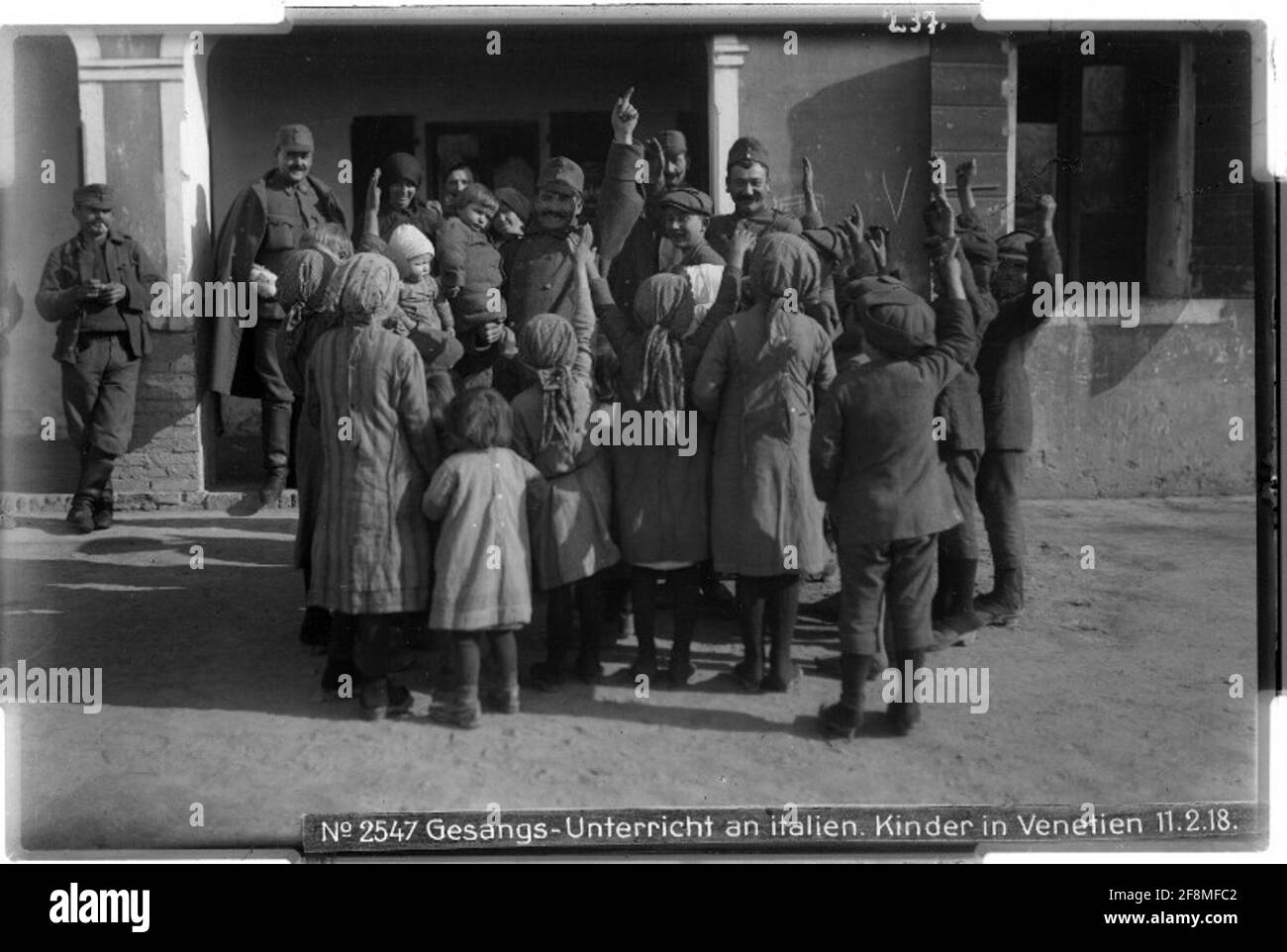 Singing lessons for Italian children Veneto; photographer: Kriegsvermessung 5. Stock Photo