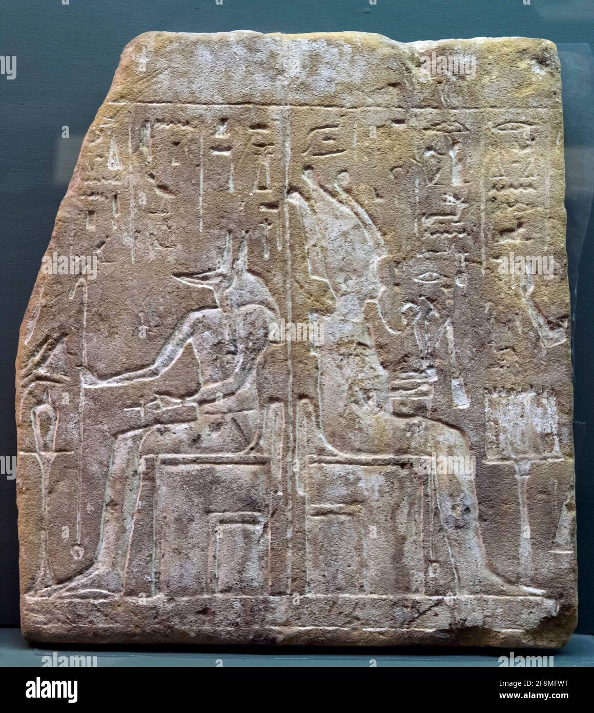 San Jose, California, USA. 14th Apr, 2021. Osirus and Anubis Relief Fragment is seen on display at the Rosicrucian Egyptian Museum. Established in 1928 as The Rosicrucian Egyptian Oriental Museum, the Museum - owned by the Rosicrucian Order, a philosophical and educational 501c3 public benefit organization - now houses more than 4,000 artifacts. It is the largest display of Egyptian artifacts in western North America. Credit: Brian Cahn/ZUMA Wire/Alamy Live News Stock Photo