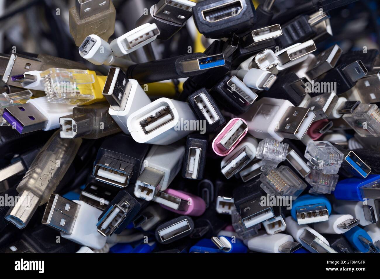 Heap a Lot Of USB (Universal Serial Bus) cables Connectors plugs universal standart for computer