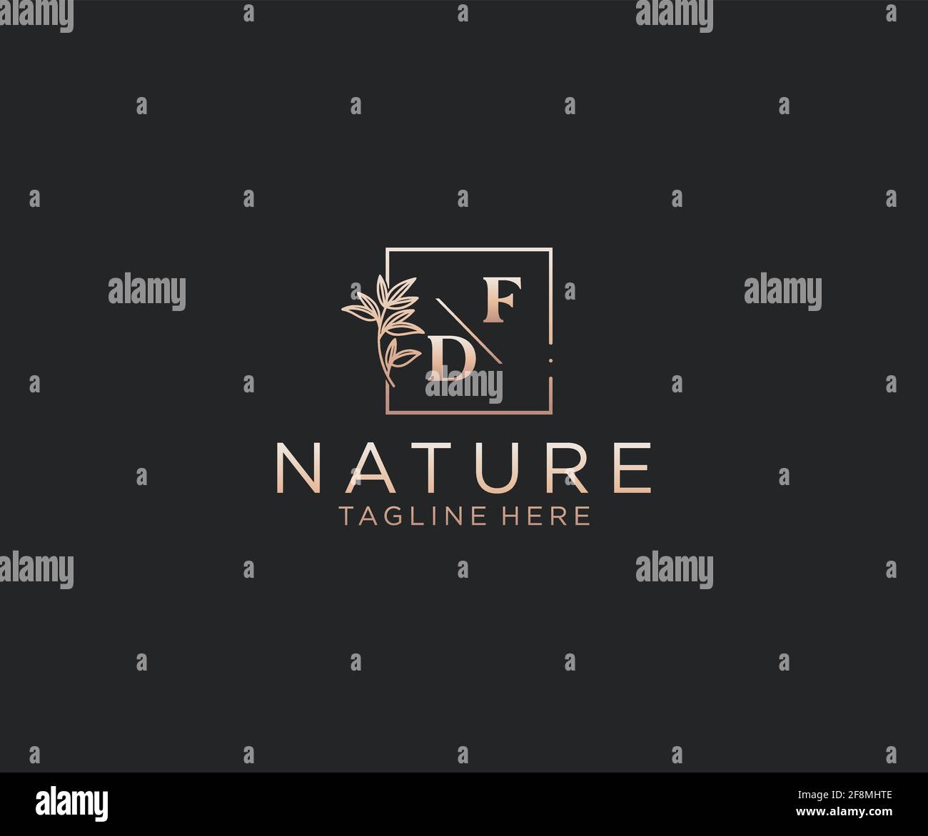 FD letters Beautiful floral feminine editable premade monoline logo ...