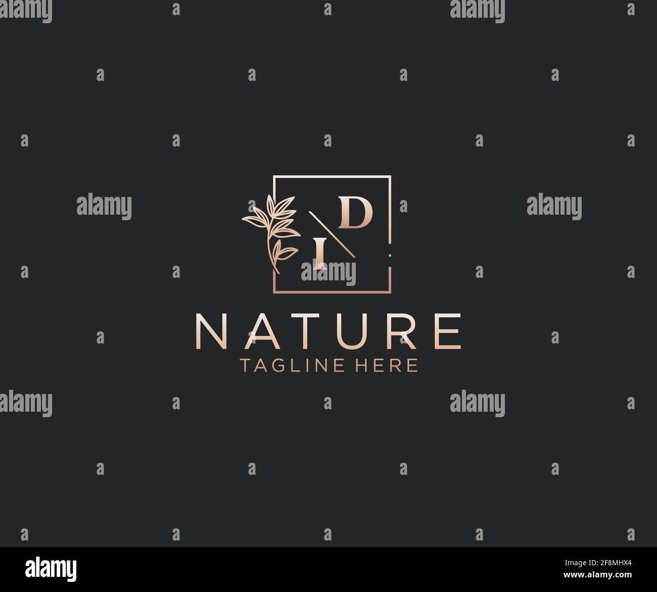 DI letters Beautiful floral feminine editable premade monoline logo ...
