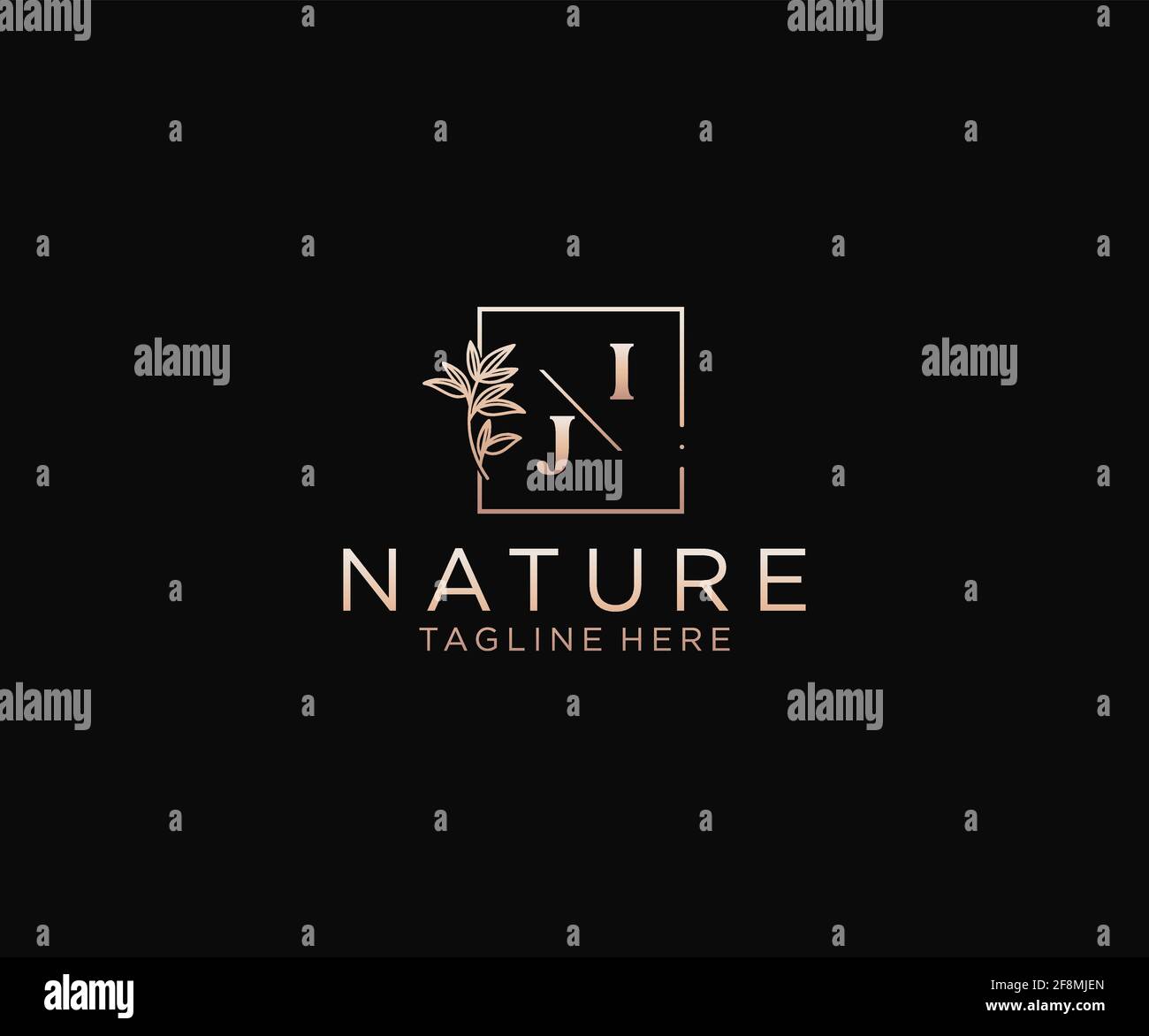 IJ letters Beautiful floral feminine editable premade monoline logo ...