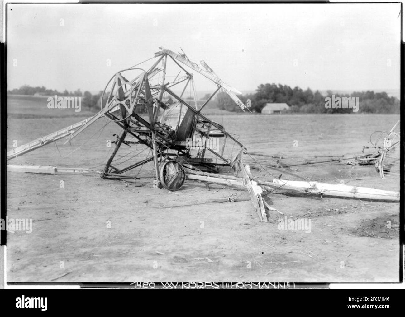 Czortkow Destroyed Russian plane; Galicia; photographer: Korps Hofmann. Stock Photo
