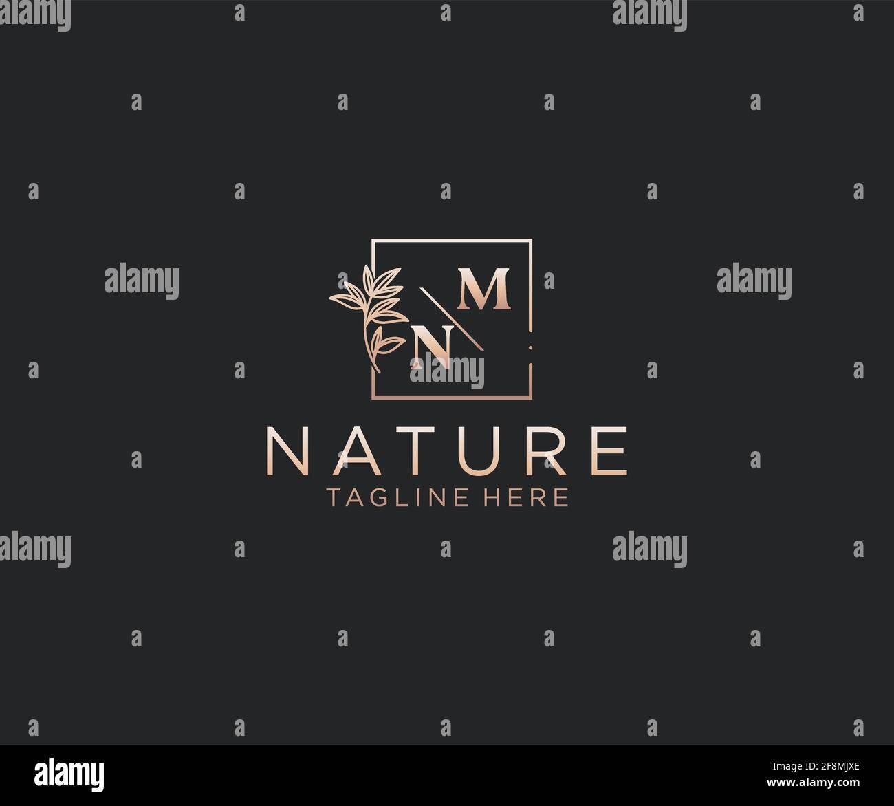 MN letters Beautiful floral feminine editable premade monoline logo ...