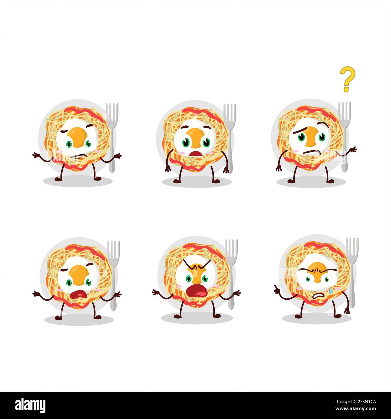 Cartoon character of noodles with what expression. Vector illustration ...