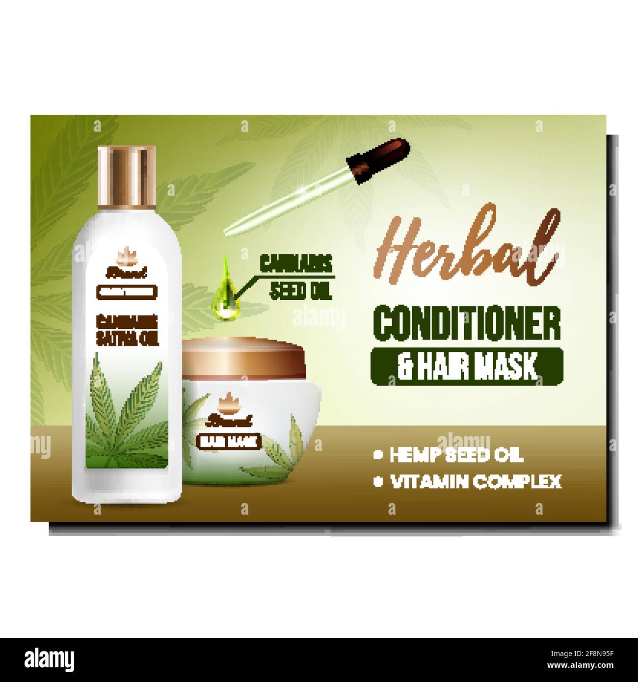 Herbal Conditioner Creative Promo Poster Vector Stock Vector Image ...