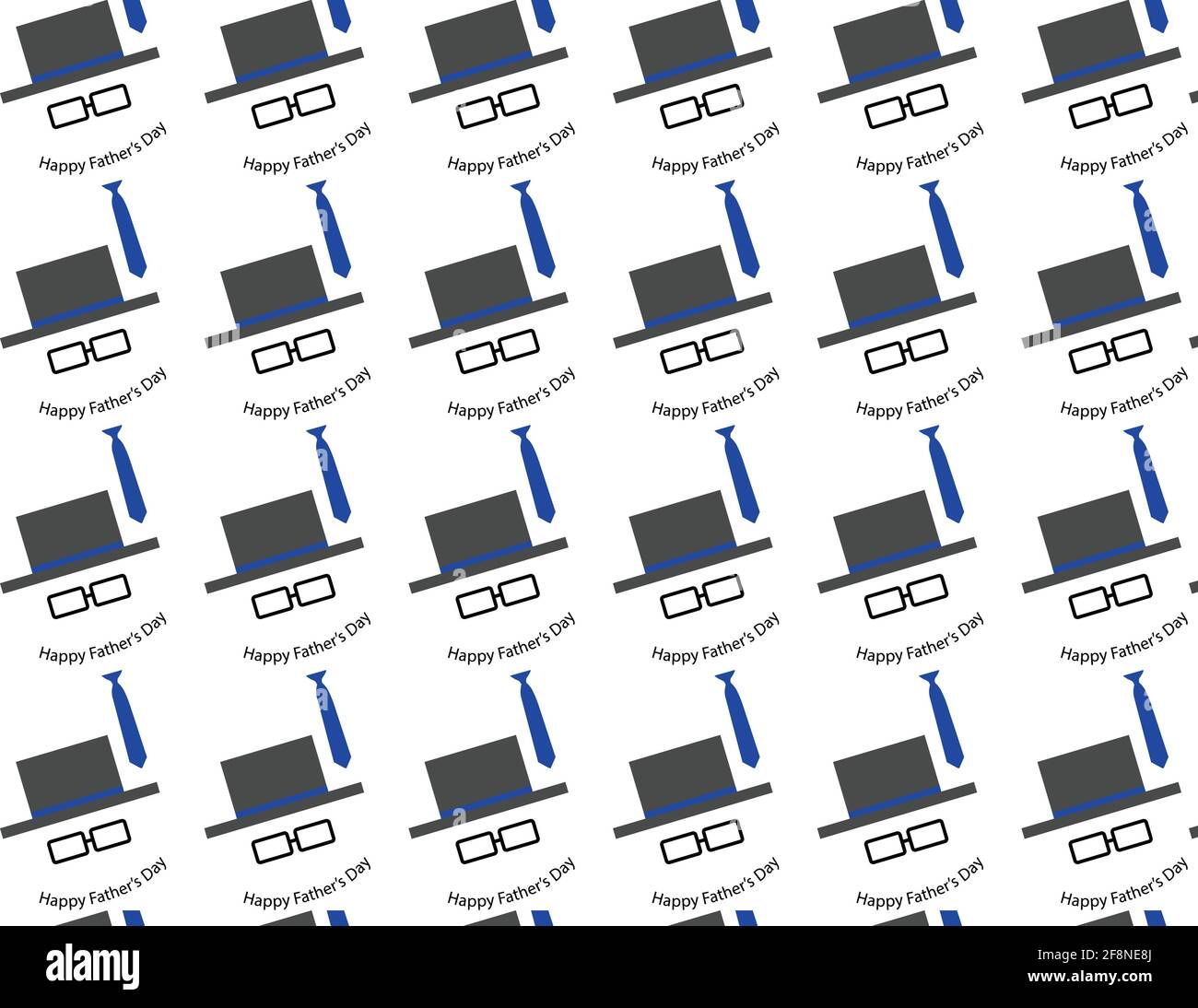 Funny Happy Father’s Day pattern design, with gentleman silhouette and blue tie. Illustration Stock Photo