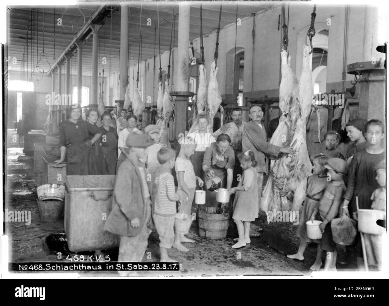 Slaughter house in S.Saaba Area behind the Isonzo front; photographer