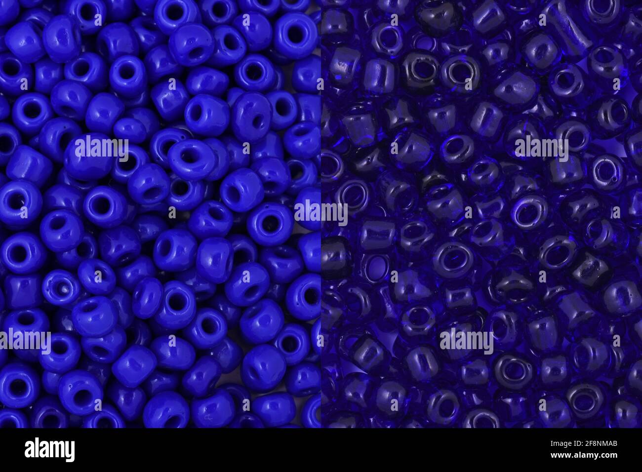 Transparent and opaque beads on the white background Background Close up, macro, make bead necklace Stock Photo