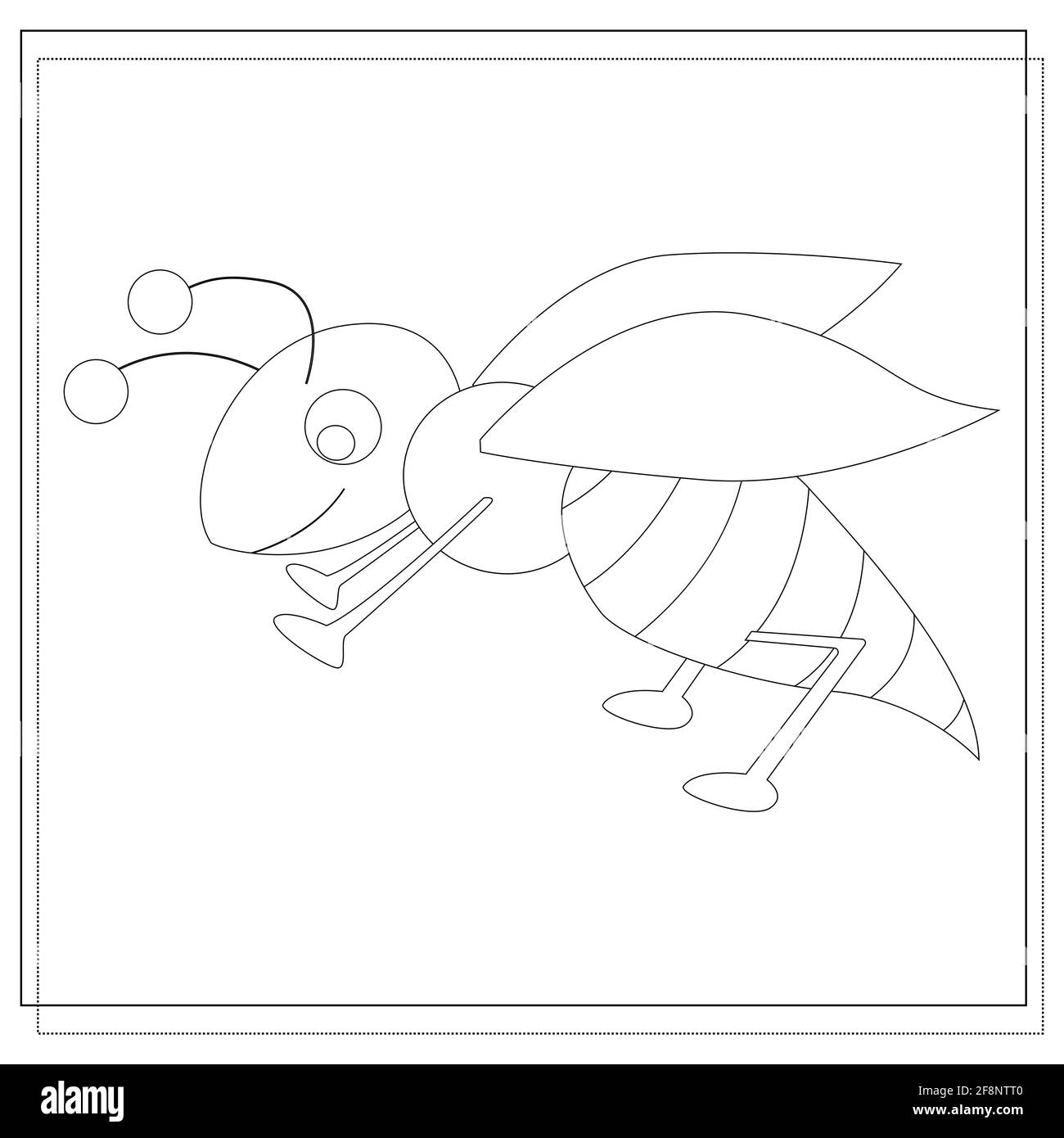 coloring book for children cartoon wasp, bee. vector isolated on a white background Stock Vector