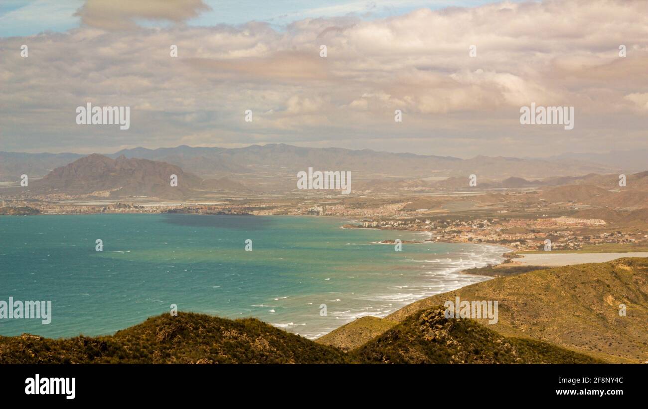 Aerial view of the sea surrounded by mountains Stock Photo - Alamy