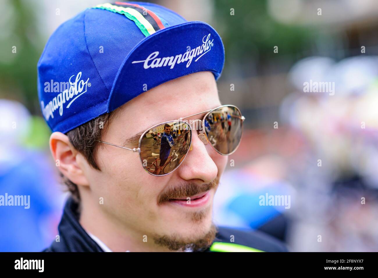 niedersulz, austria, 12 june 2016, competitor with campagnolo cap at the  vintage bicycle event in velo veritas Stock Photo - Alamy