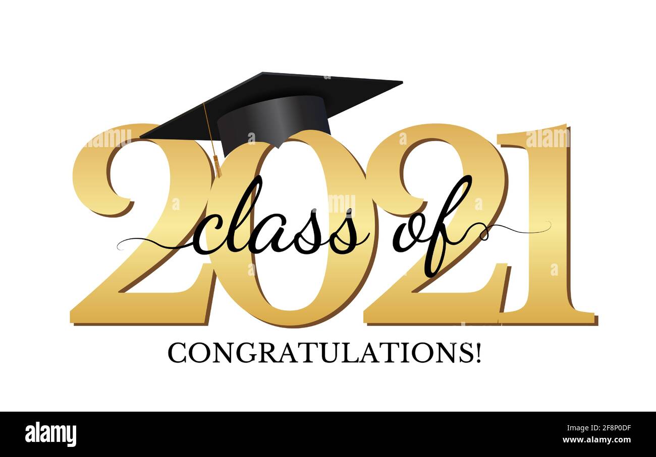 Graduation condratulations class of 2021 with graduation cap hat ...