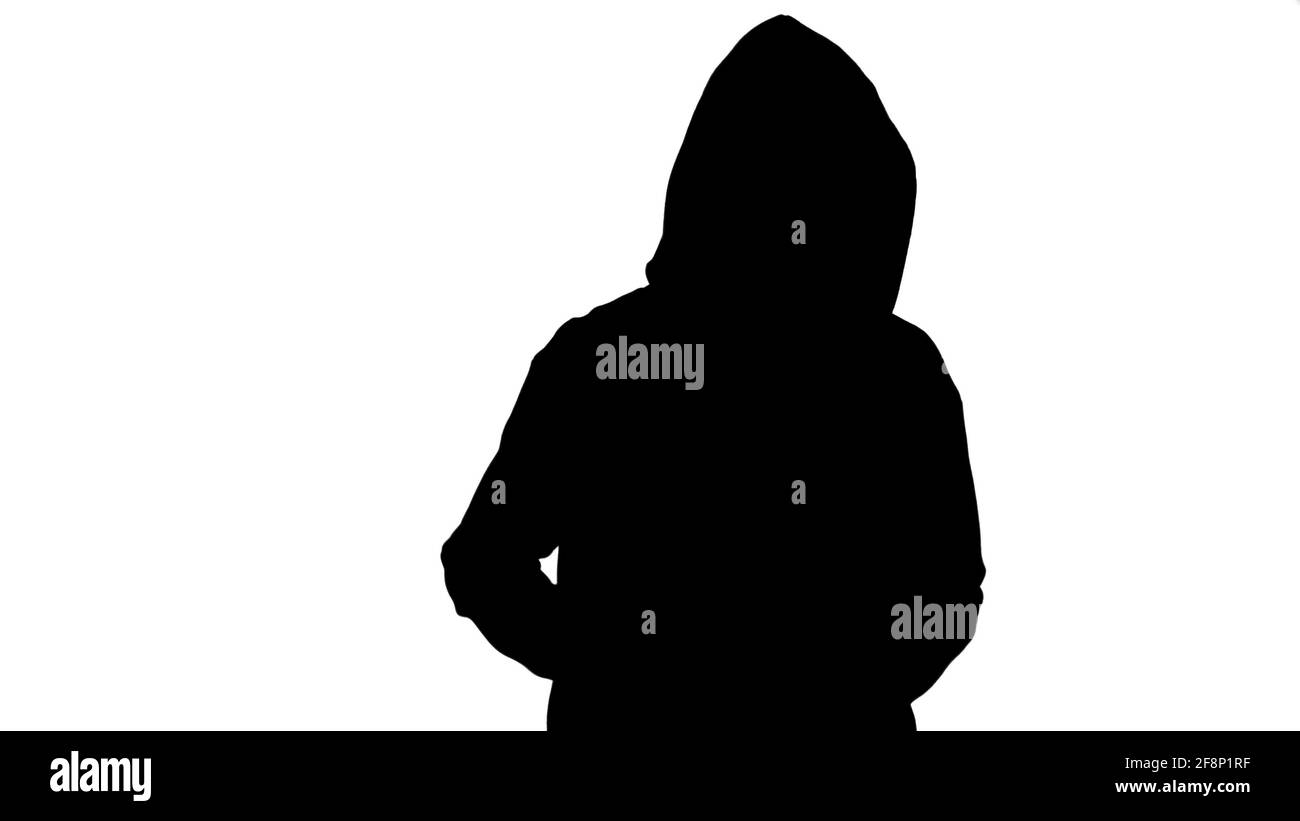 Drug trafficker's black silhouette on white background Stock Photo