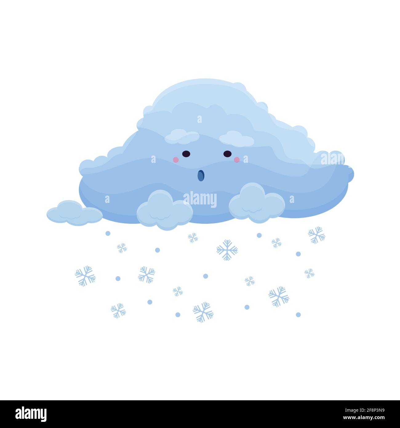 Cute weather icons set in cartoon flat style isolated on white background. Vector illustration of sun, rain, storm, snow, wind, moon, star, rainbow. Funny characters. Vector illustration Stock Vector