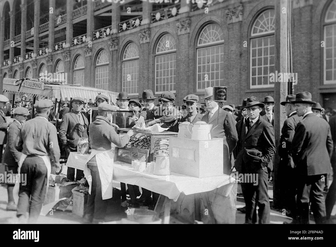Baseball fans buying hot dogs while waiting for gates to open at Ebbets Field, New York, October 6, 1920. Stock Photo