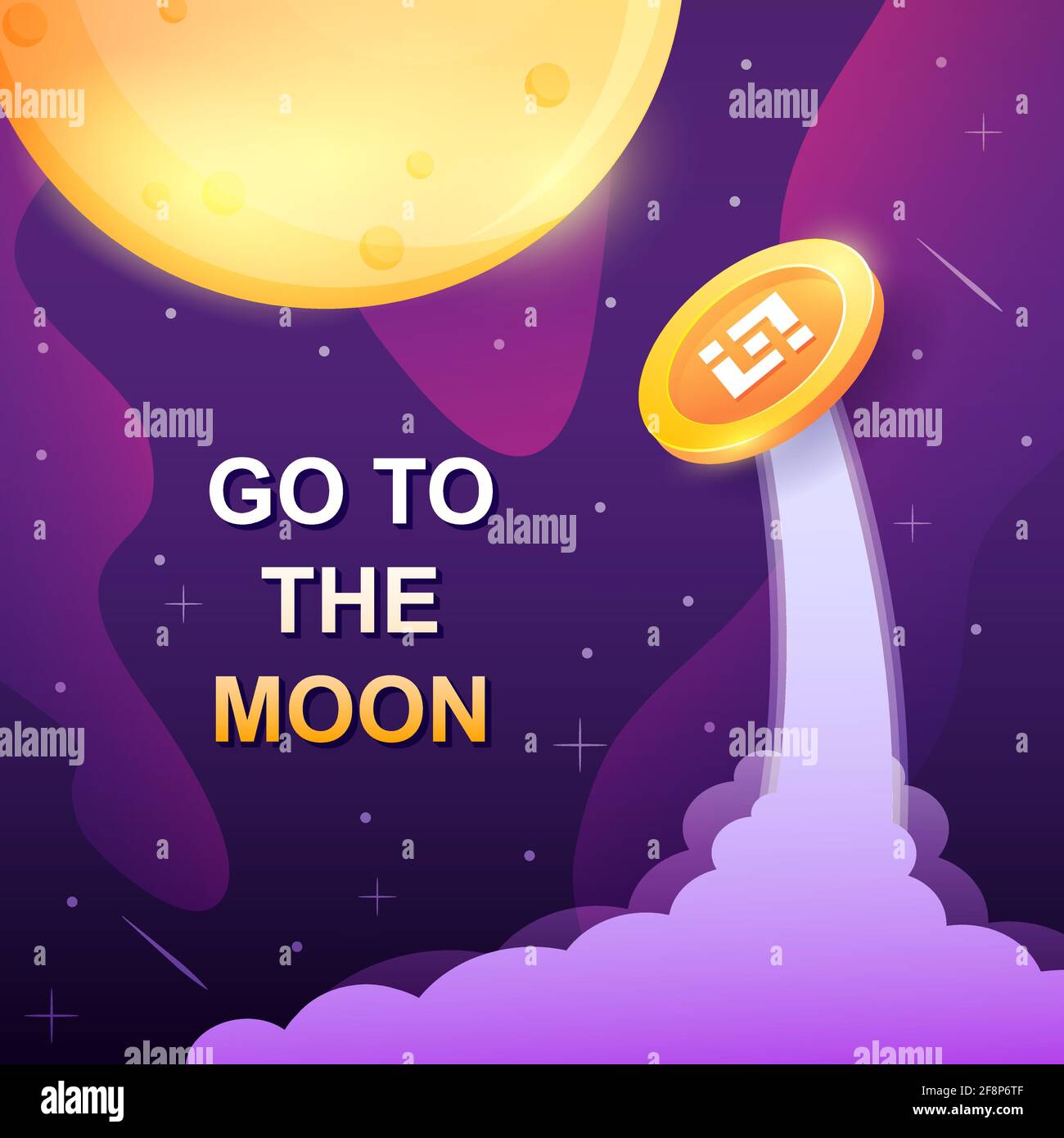 concept of binance, exchange platform crypto with token vector go to the moon Stock Vector Image