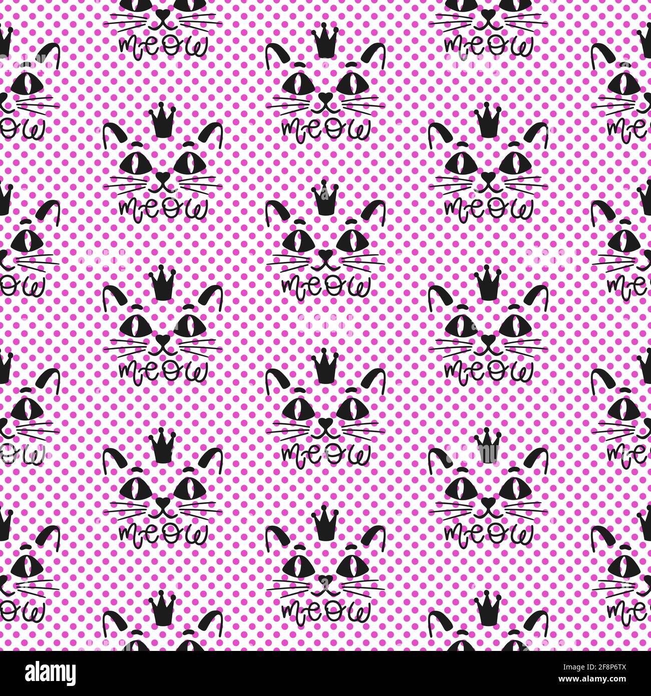 Seamless pattern cat happy background.Cute animal kitten Stock Vector ...