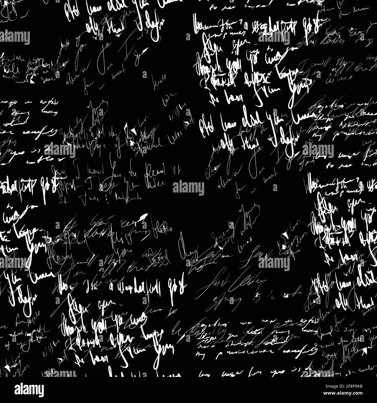 Seamless vector pattern. White text on a black background. Stock Vector