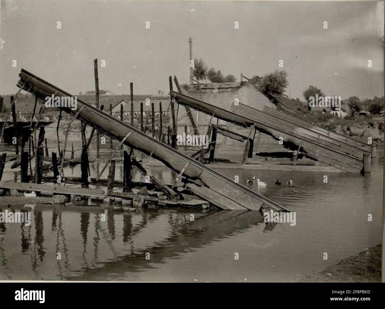 Bridge construction at Czortkow. . Stock Photo