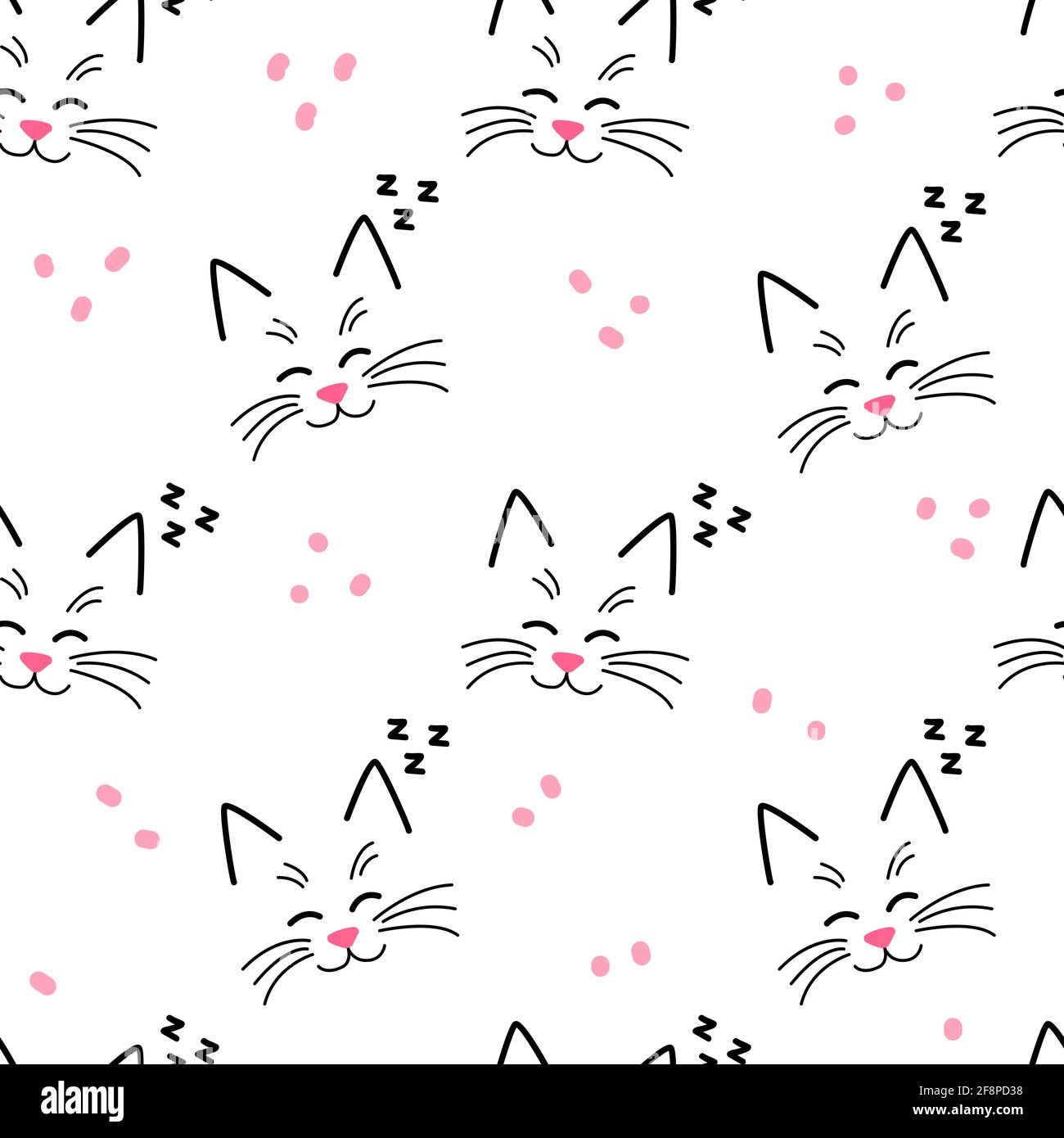 Cute kitty muzzle pattern. Seamless pattern with face cats on white. Use  for background or printing on fabric. Vector cartoon Illustration Stock  Vector Image & Art - Alamy