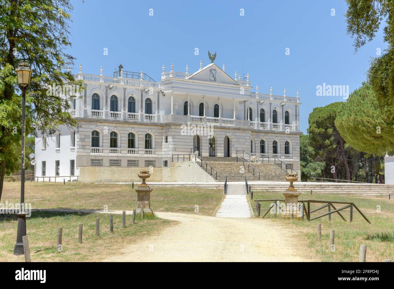 Facade of Acebron Palace in Donana National Park, Spain Stock Photo