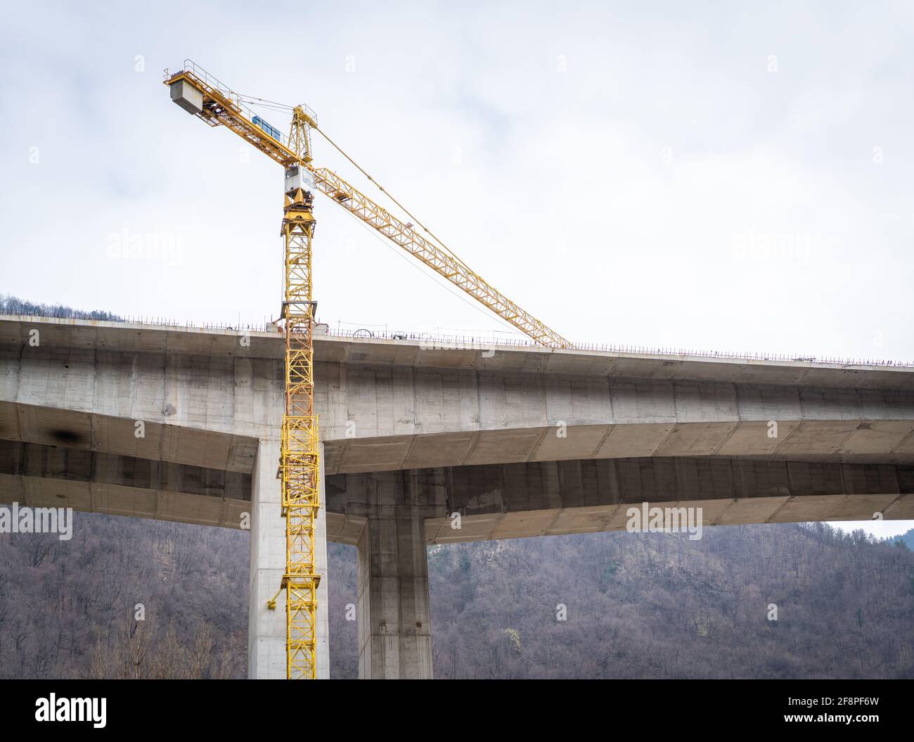Highway bridge connection under construction hard work Stock Photo Alamy