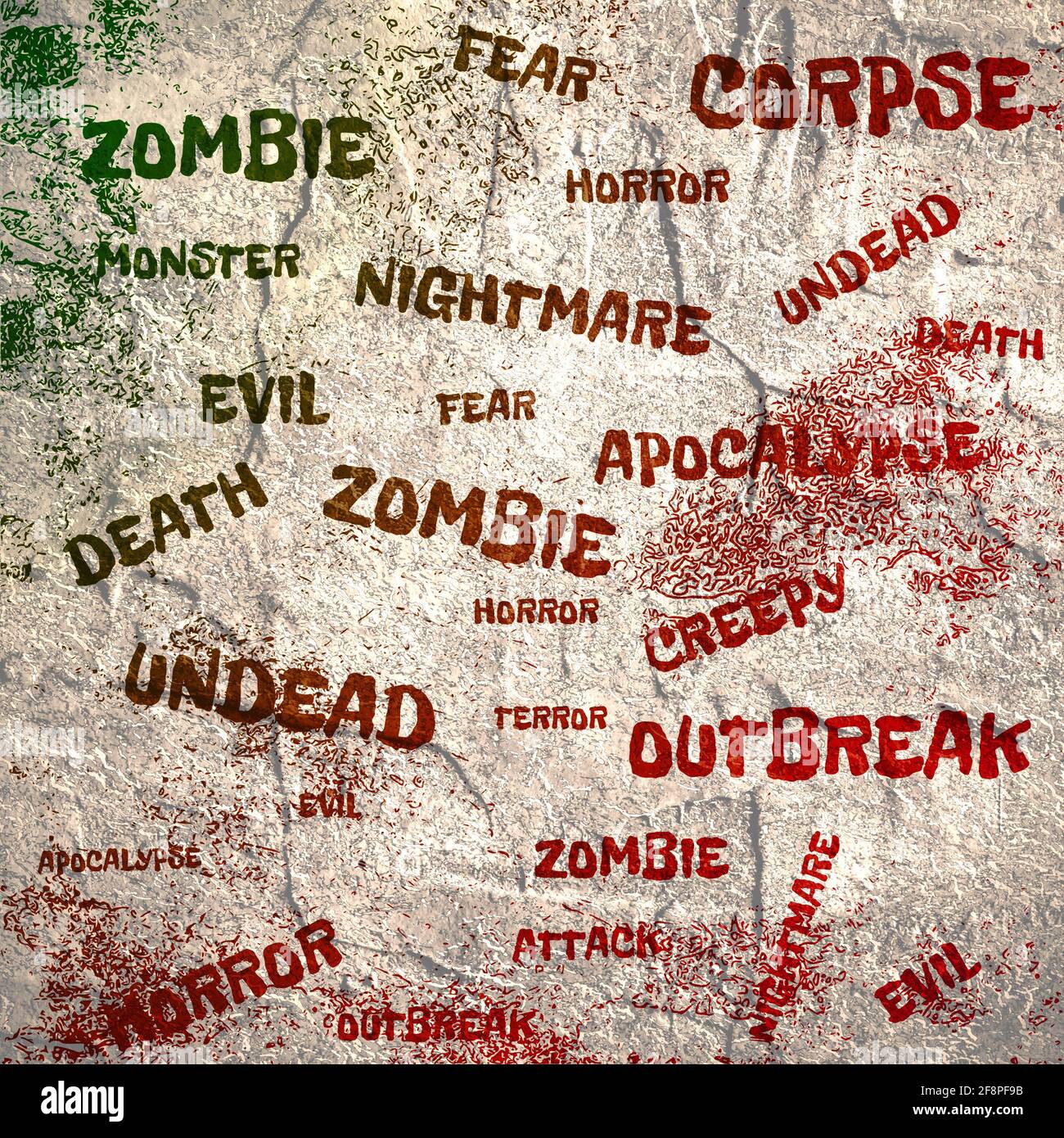 Relative to zombies theme words cloud. Halloween background Stock Photo
