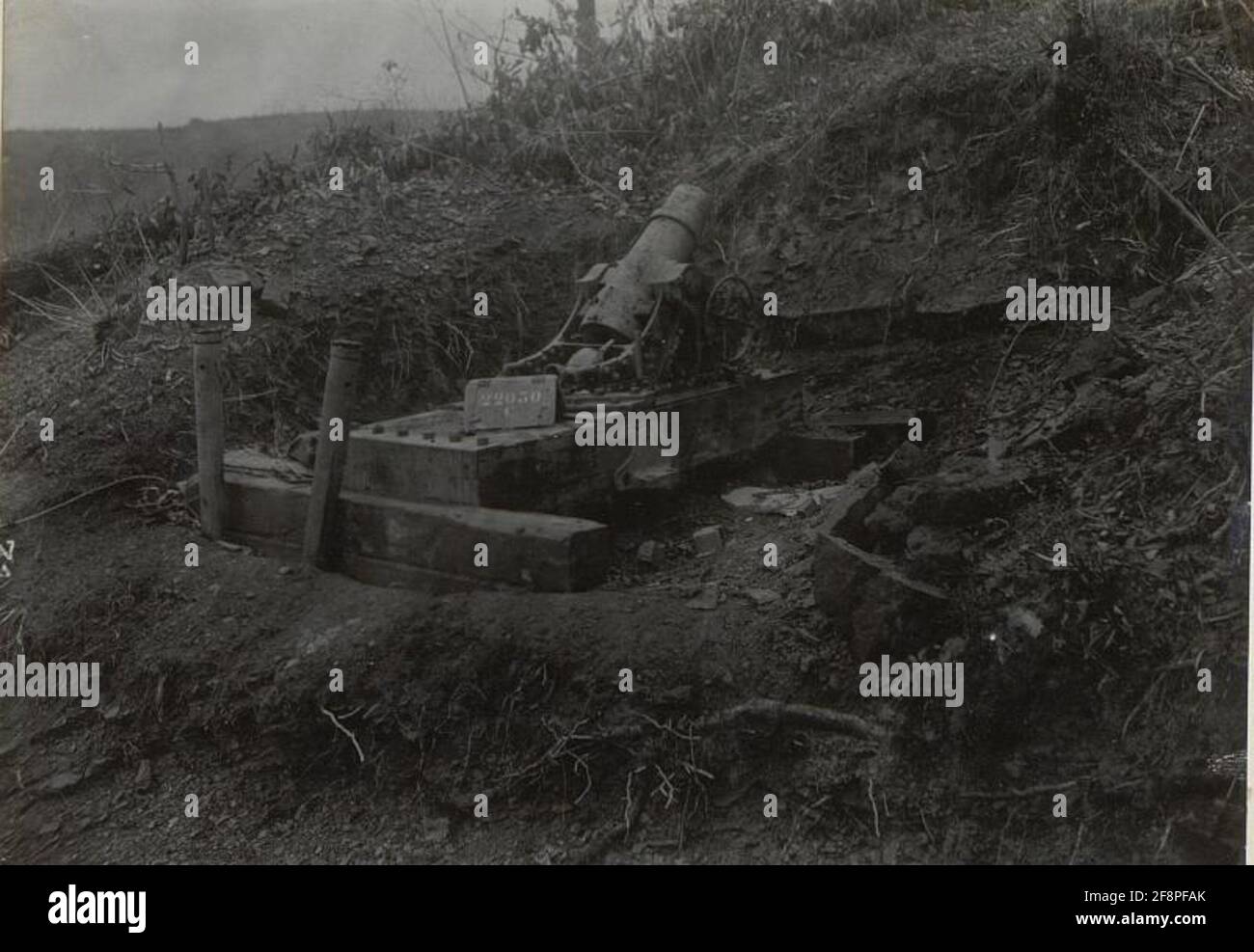 Built-in ITL.15cm mortar in fire position. Podgorahöhe. (Early April 1918.). Stock Photo