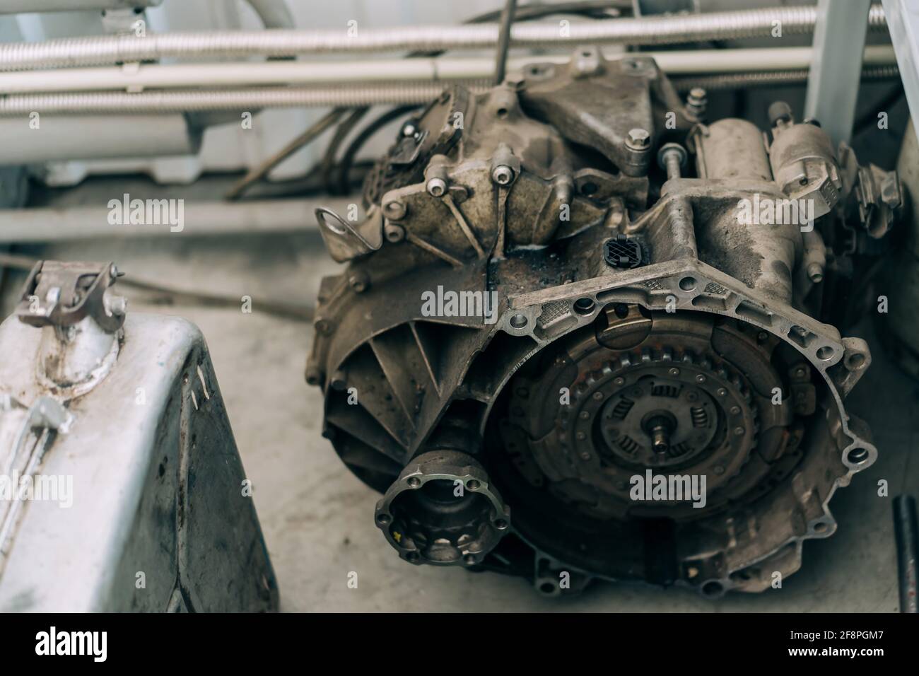 The internal combustion engine is assembled on the floor. Car engine