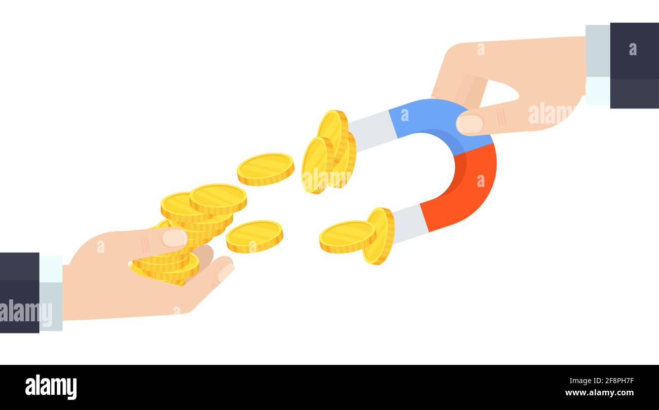 Hand of a businessman pulls money out of the hands Stock Vector