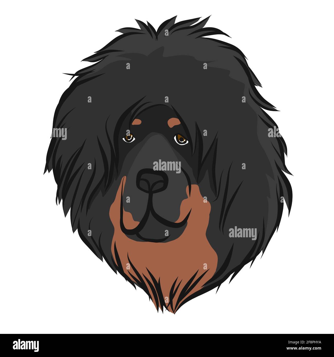 Tibetan Mastiff dog face cartoon vector illustration Stock Vector
