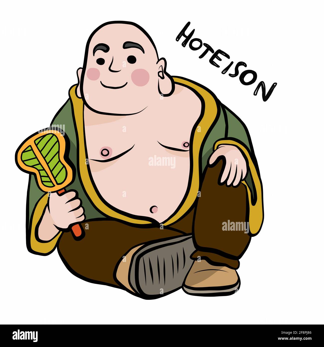 Japanese god name Hoteison cartoon vector illustration Stock Vector