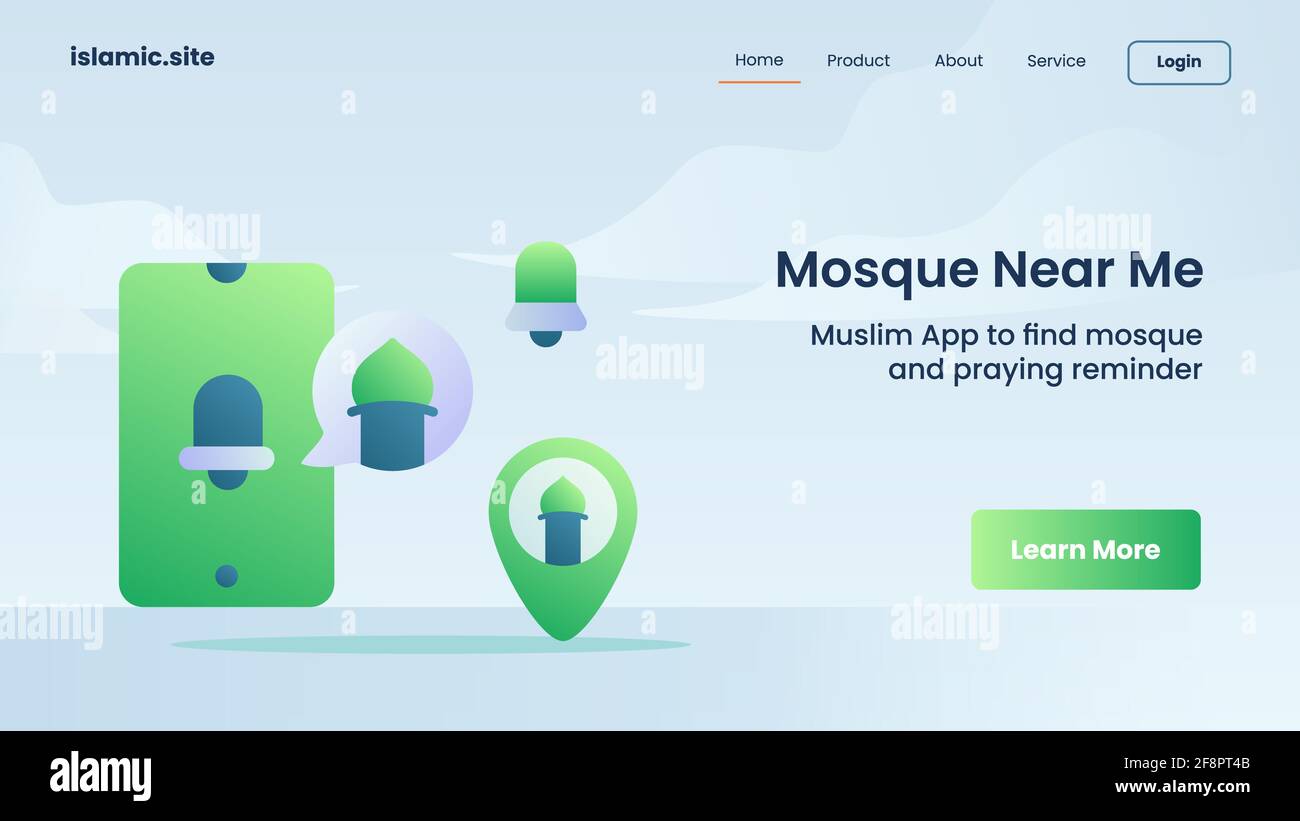 search mosque near me for website template landing or homepage design vector illustration Stock Photo