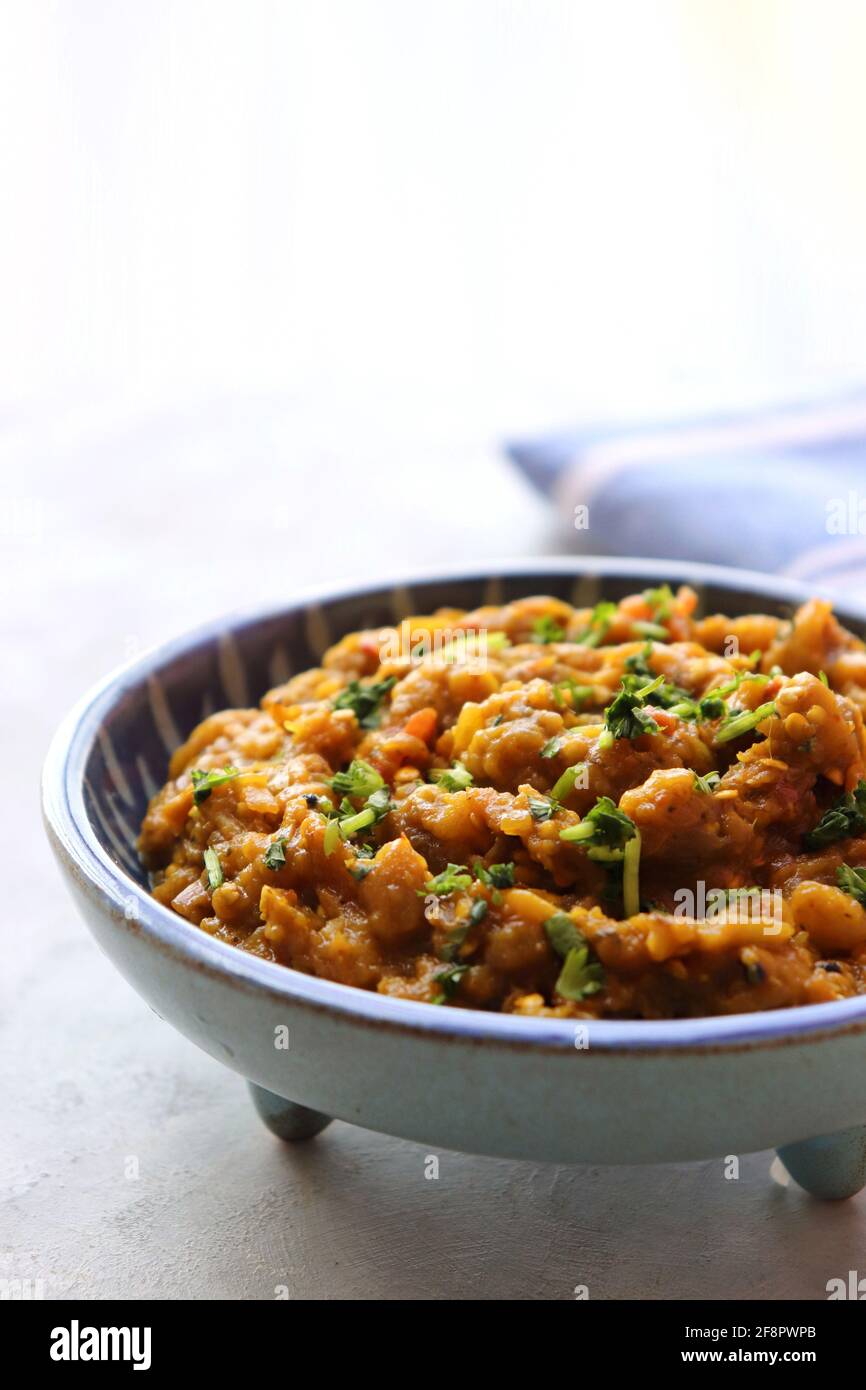 Baigan Bharta, also called Vangyache Bharit in Marathi. It is a roasted
