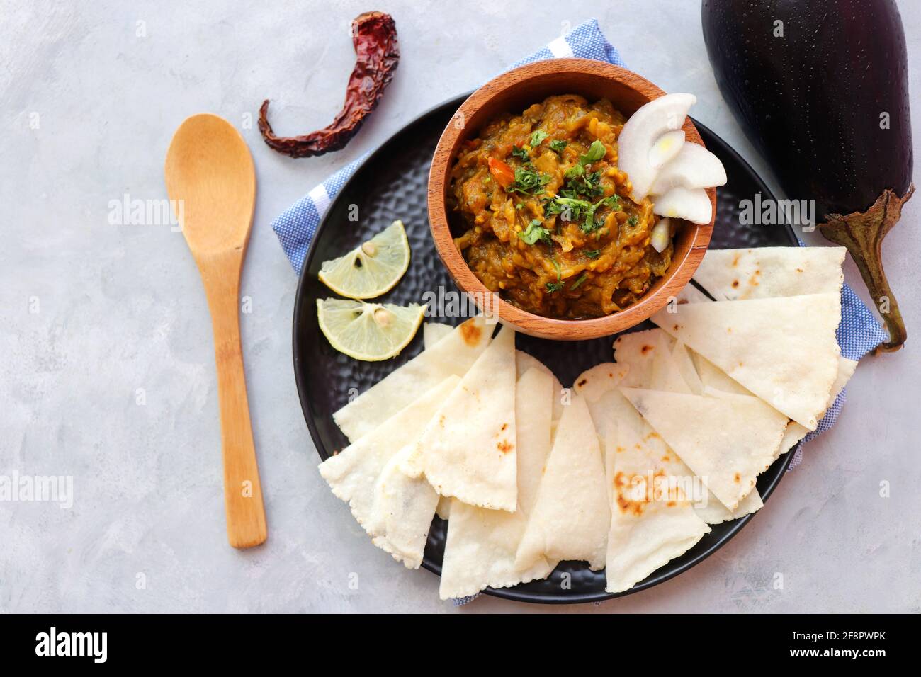 Baigan Bharta, also called Vangyache Bharit in Marathi. It is a roasted