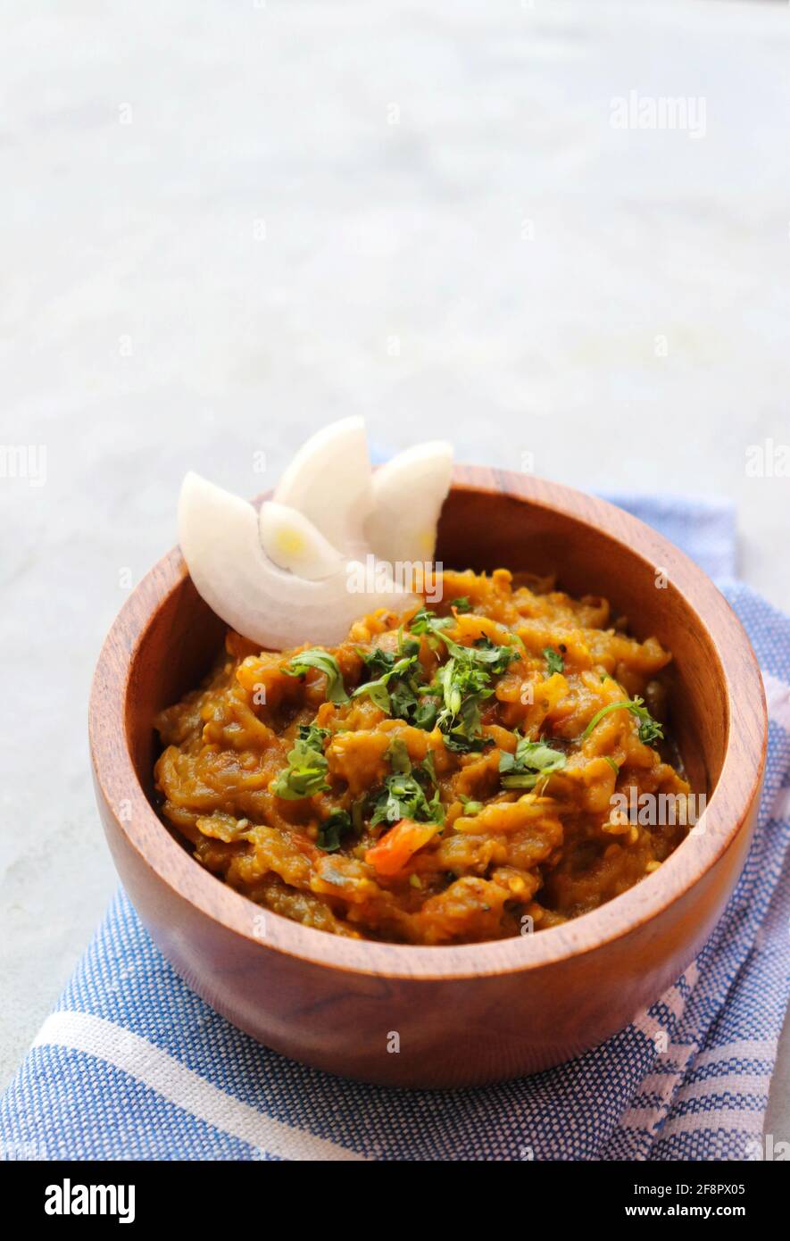 Baigan Bharta, also called Vangyache Bharit in Marathi. It is a roasted