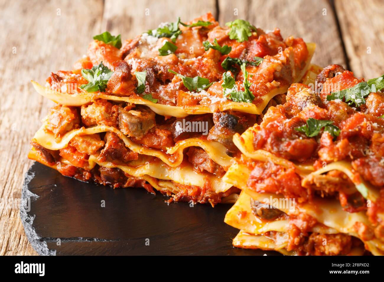 Vincisgrassi are flat pasta, a meat sauce, the variety of meats is