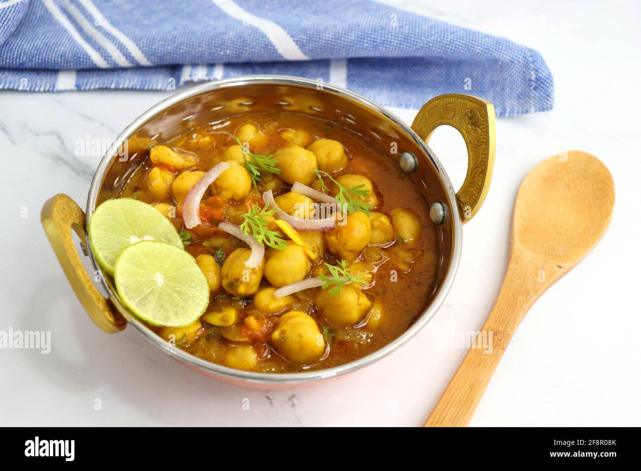 Indian food. Fresh chickpea masala, Chole masala curry, traditional