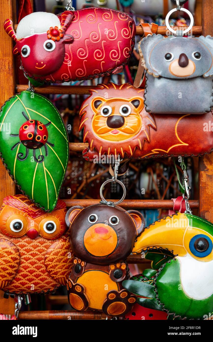 A Selection Of animal Shaped Leather Key-rings Stock Photo - Alamy
