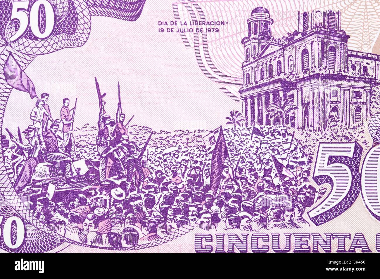 Celebration of liberation from Nicaragua money Stock Photo