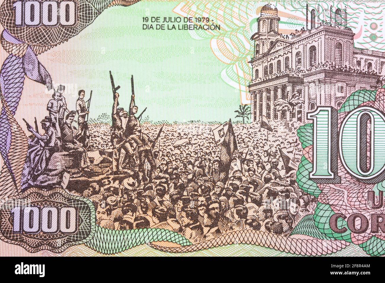 Celebration of liberation from Nicaragua money Stock Photo