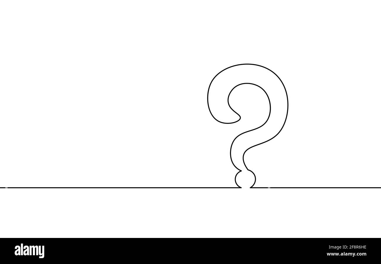 Single continuous line art question mark icon. Online ask test query ... image.