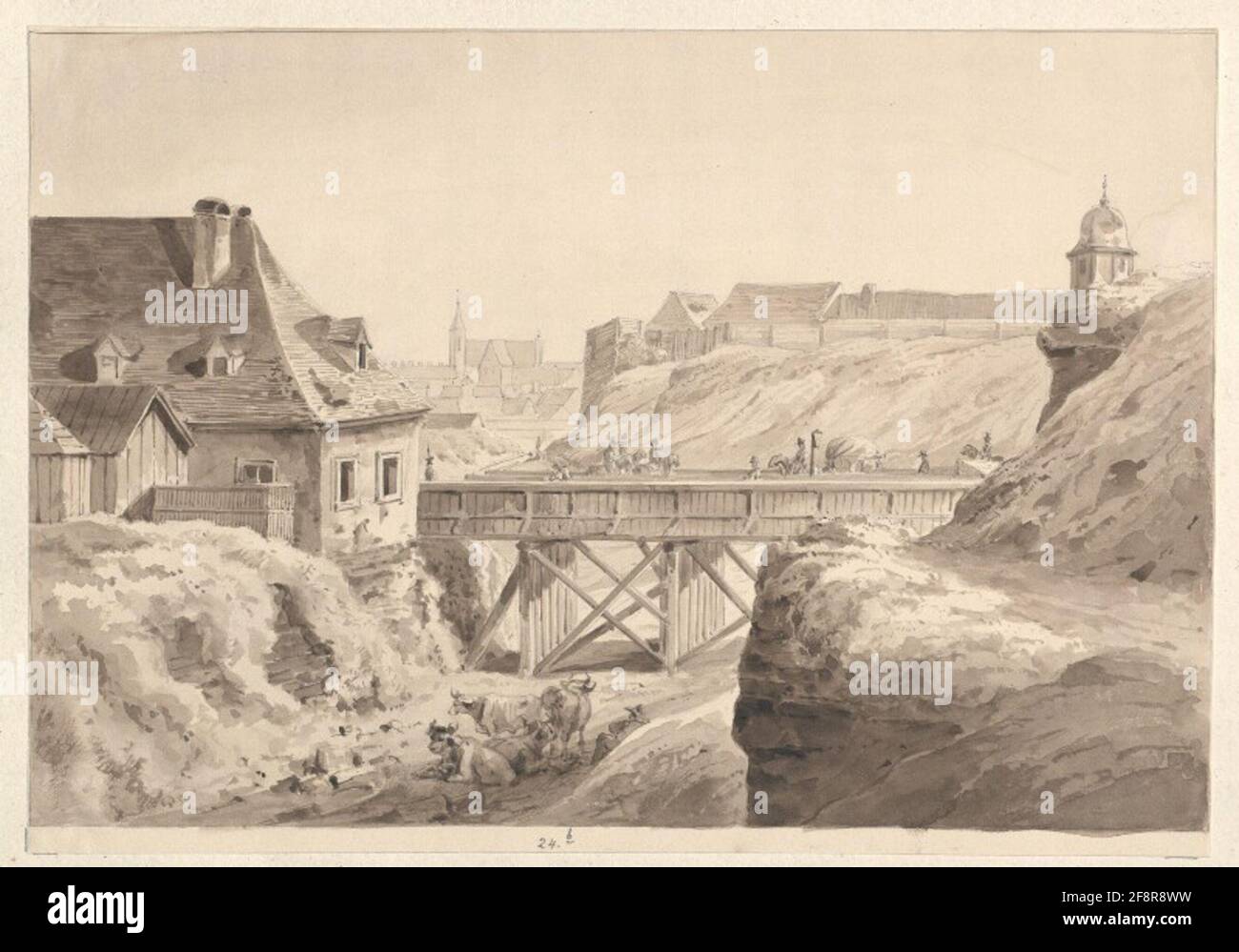 Schottenthor (Vorwerk m. d. Mauthause) . Stock Photo