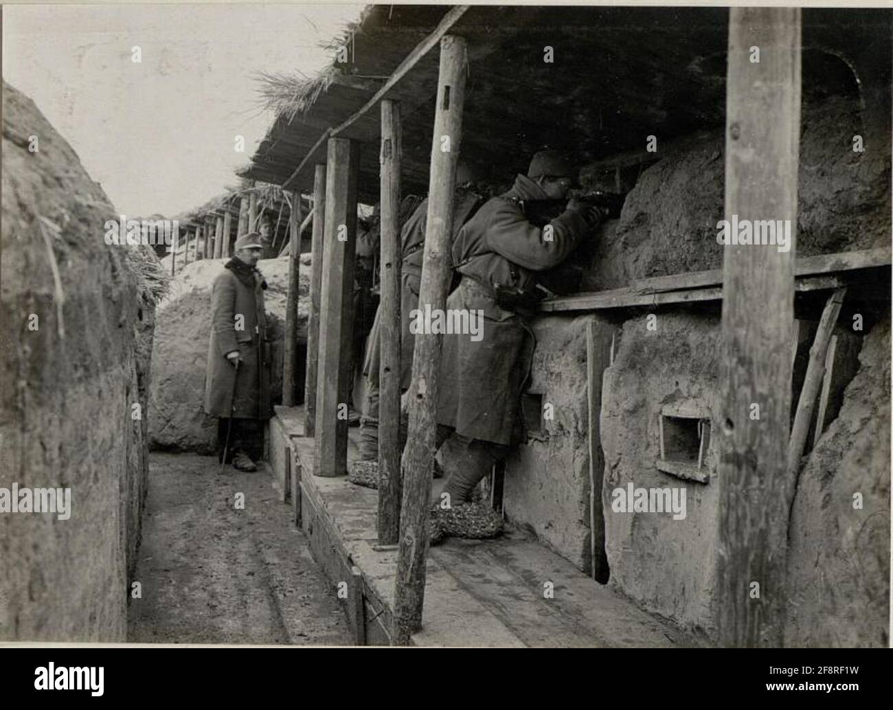 Trenched trench with scrap-tight cover. Team of I.R.71, on the  Schiessscharten. Eastern Ksany Stock Photo - Alamy