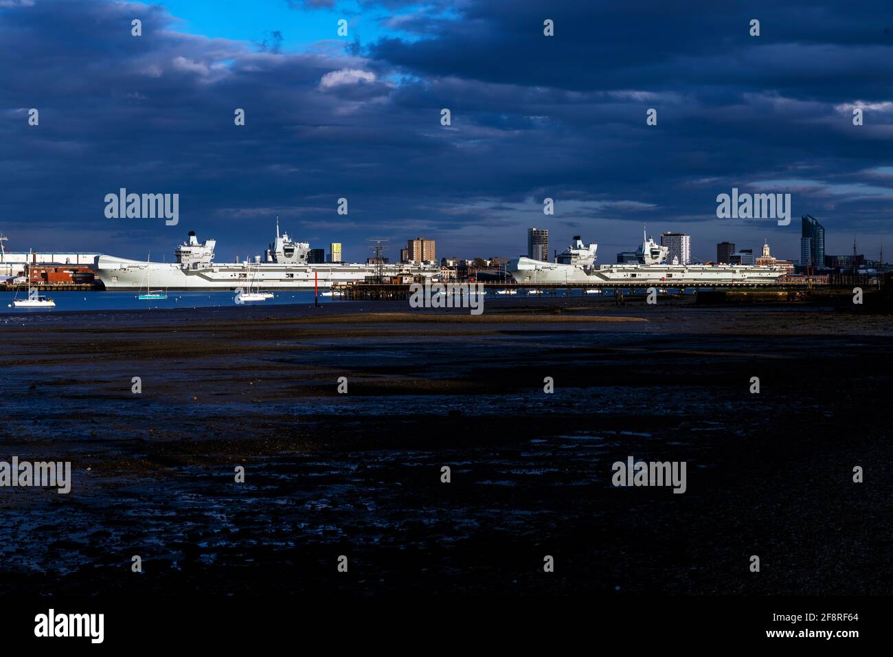 British aircraft carriers, Portsmouth Naval Dockyard Stock Photo