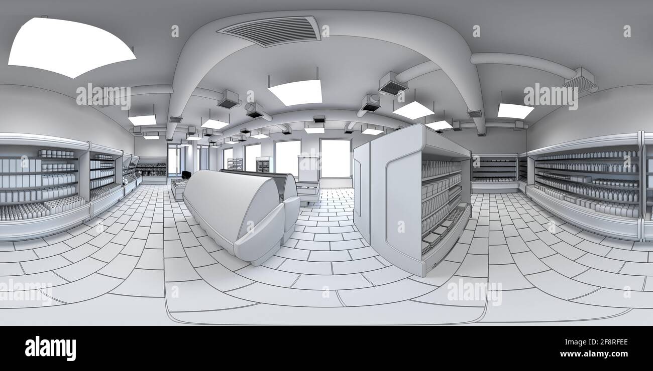 interior visualization, spherical panorama, 3D illustration Stock Photo ...